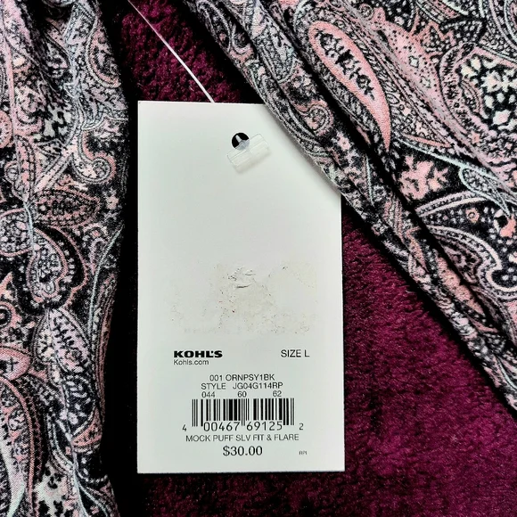 So L NWT Paisley Fit And Flare Long Sleeve Dress - Picture 8 of 10